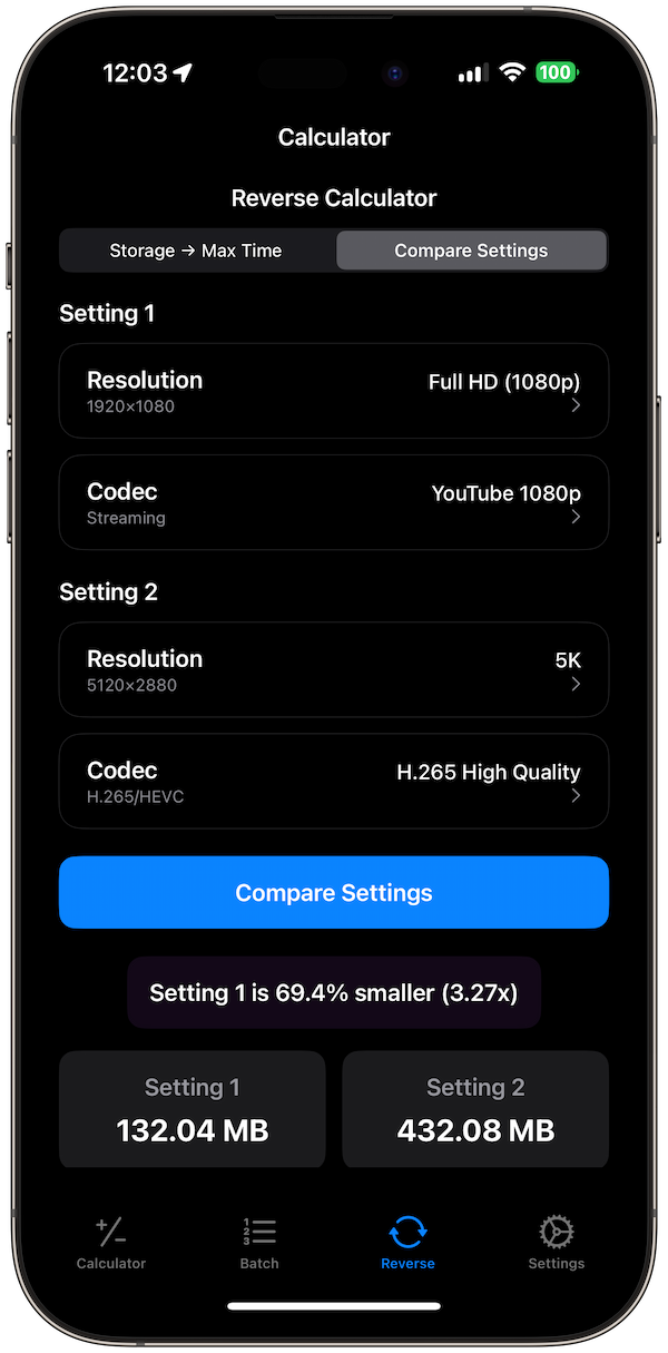 video-size-calculator screenshot 5